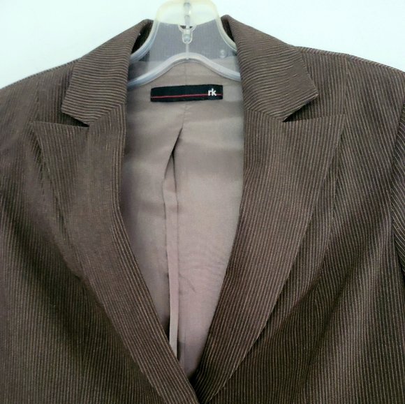 Rk Two-Button Striped Blazer Size 2 - Picture 3 of 12